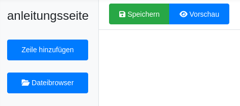 Bearbeitungsmenü einer leeren Seite
